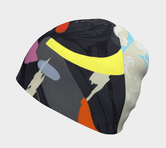 Tuque motif corbeau abstrait sur fond blanc