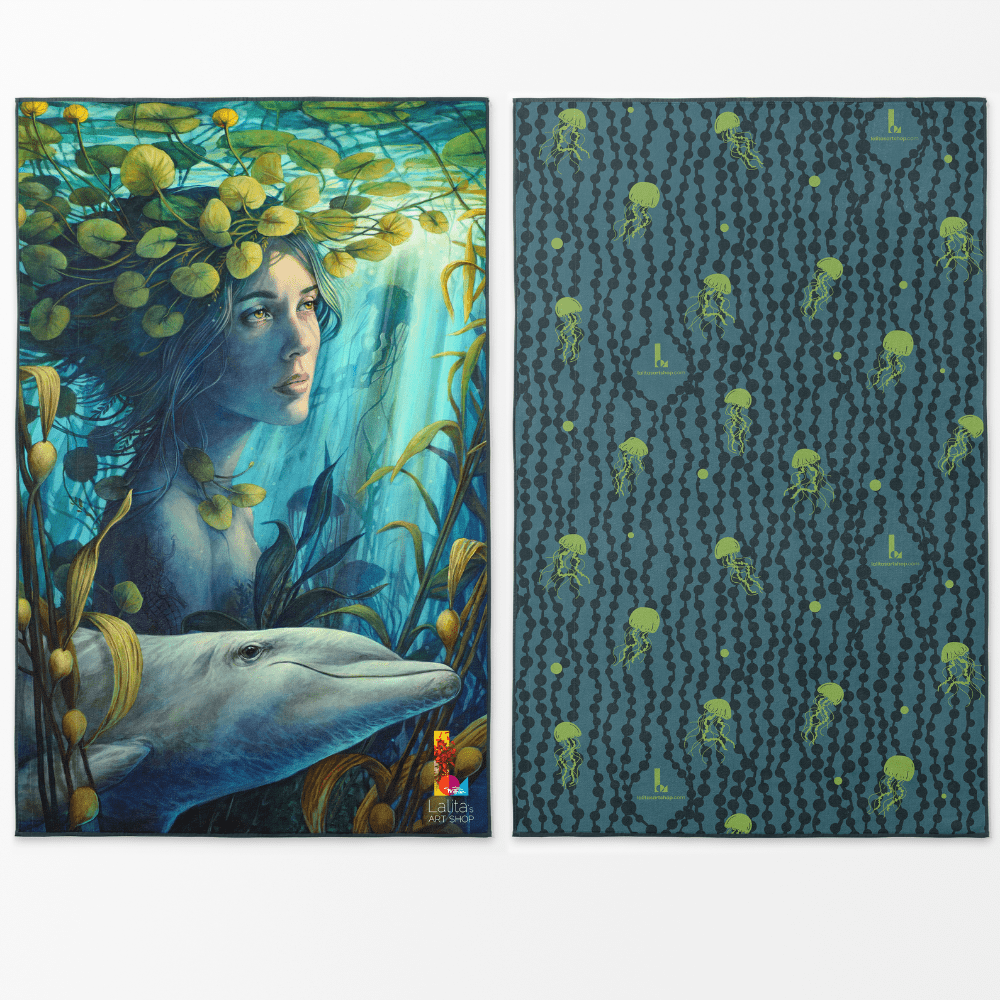 Eau. Murmure des flots – XL Reversible Artistic Towel | Artwork by Sophie Wilkins
