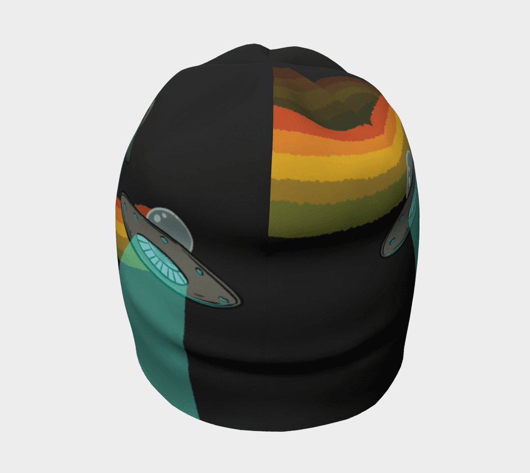 Vue de face de la tuque Soucoupes Volantes avec un design de soucoupe volante et d&
