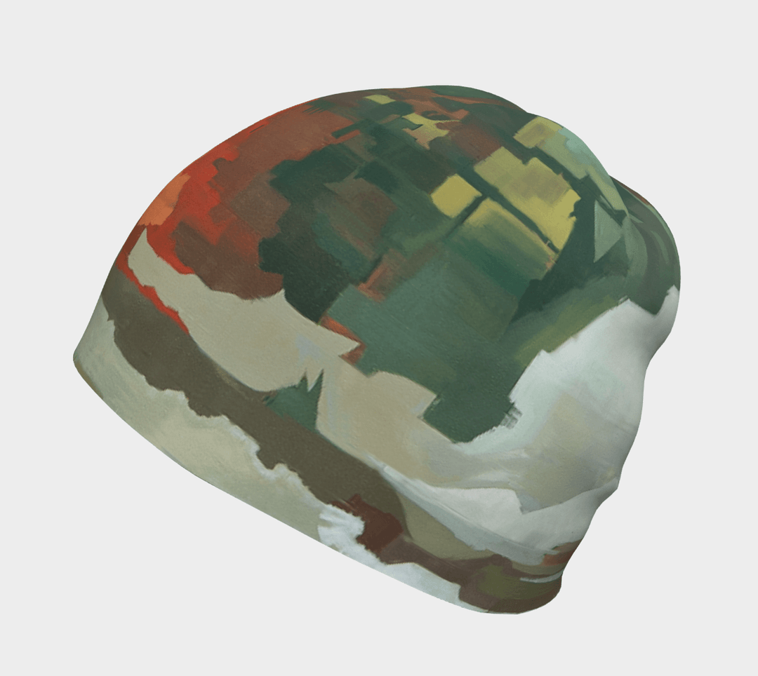 Tuque Lachine Sports pour homme avec motif artistique abstrait vert, brun et blanc