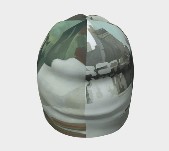 Vue arrière de la tuque Lachine Sports pour homme avec motif artistique abstrait vert et gris