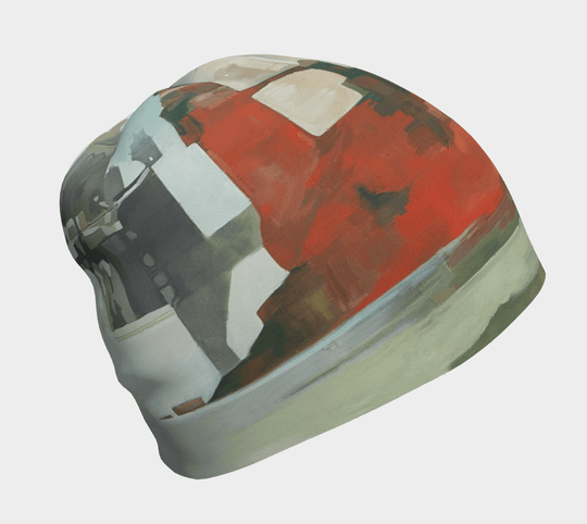Tuque Lachine Sports pour homme avec motif artistique abstrait rouge, blanc et gris