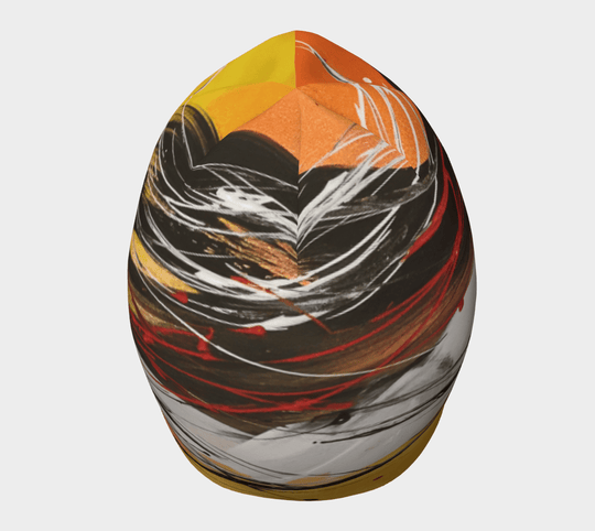 Top view of the Le Coeur Beanie, emphasizing the art pattern&