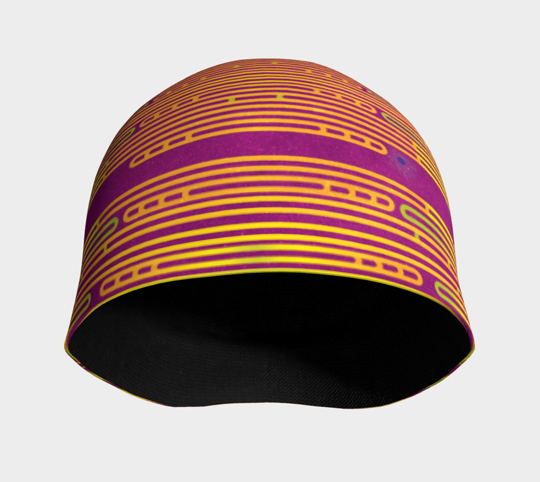 Vue intérieure de la tuque magenta, montrant la doublure noire en bambou.