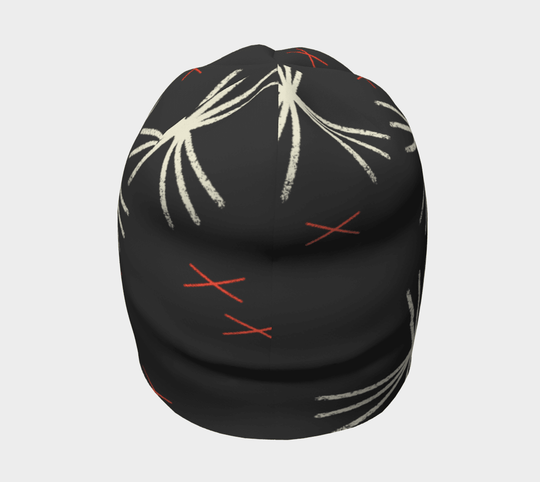 Vue de dessus de la tuque MotifX Noire, soulignant la couverture complète du design abstrait.