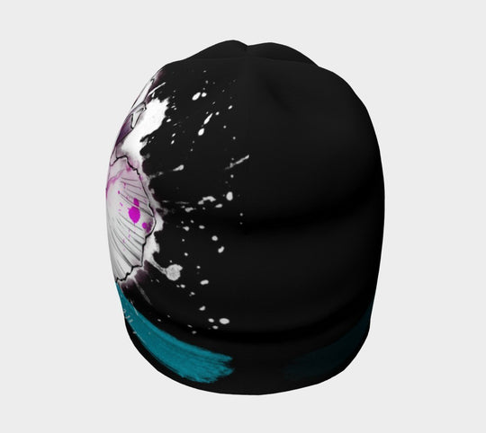 Vue de côté de la nouvelle tuque Fleur de pavot pour filles et femmes, présentant l&