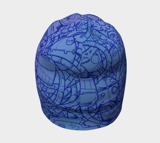 Tuque avec un dessin détaillé au trait bleu d&