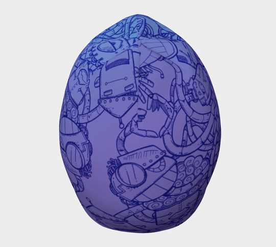 Tuque avec un dessin détaillé au trait bleu d&
