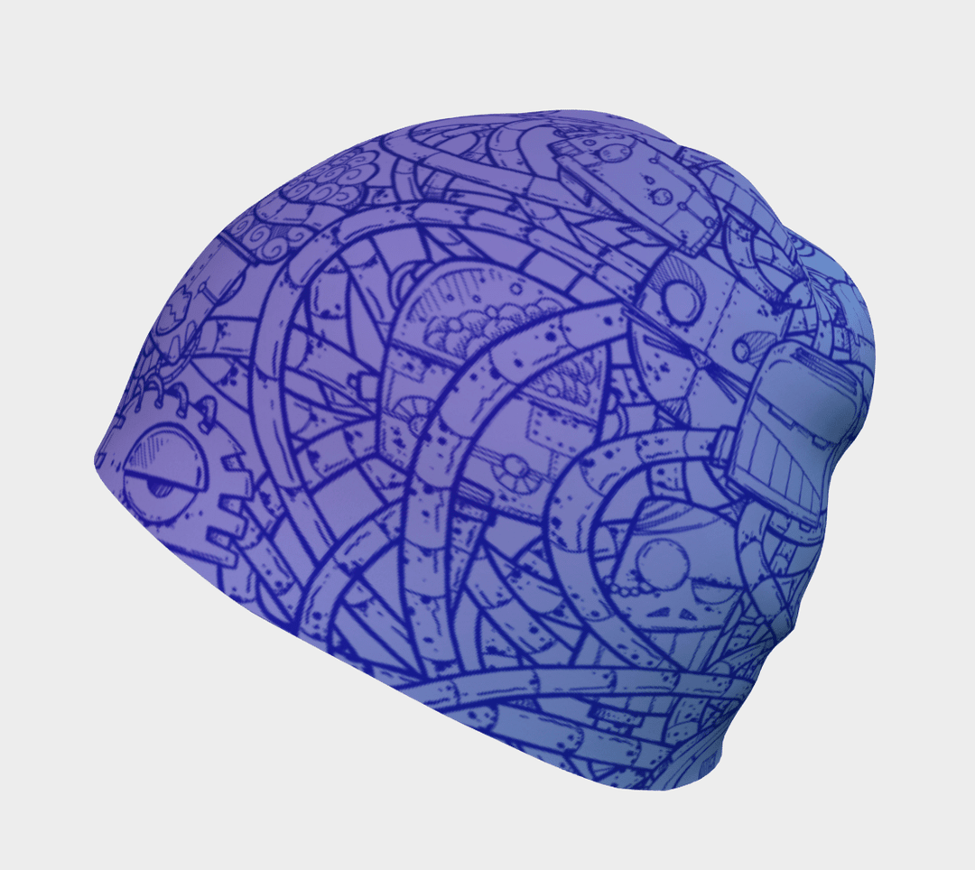 Tuque avec un dessin détaillé au trait bleu d&