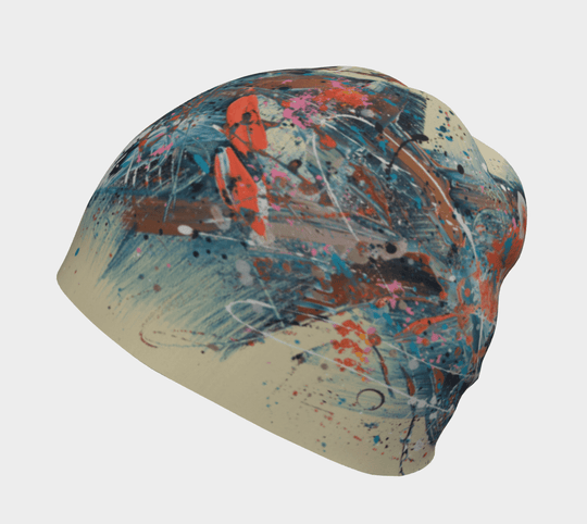 Autre angle de la Tuque Sphénédon avec son design artistique abstrait.