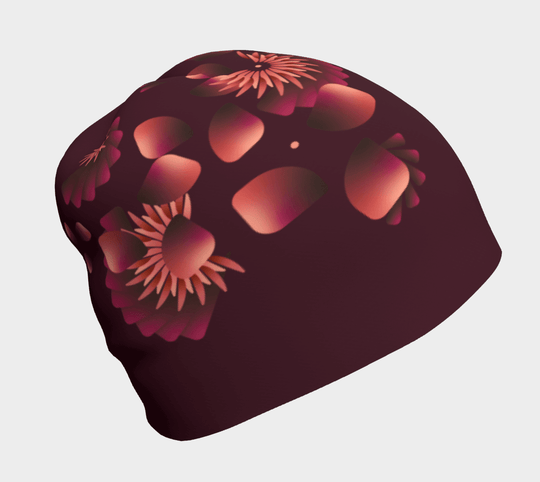 Une tuque marine avec un motif floral dégradé dans des tons de rose et d&