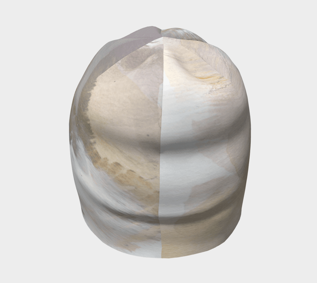 Vue de face de la Tuque Unisexe Sable avec un design divisé montrant différents angles de l&