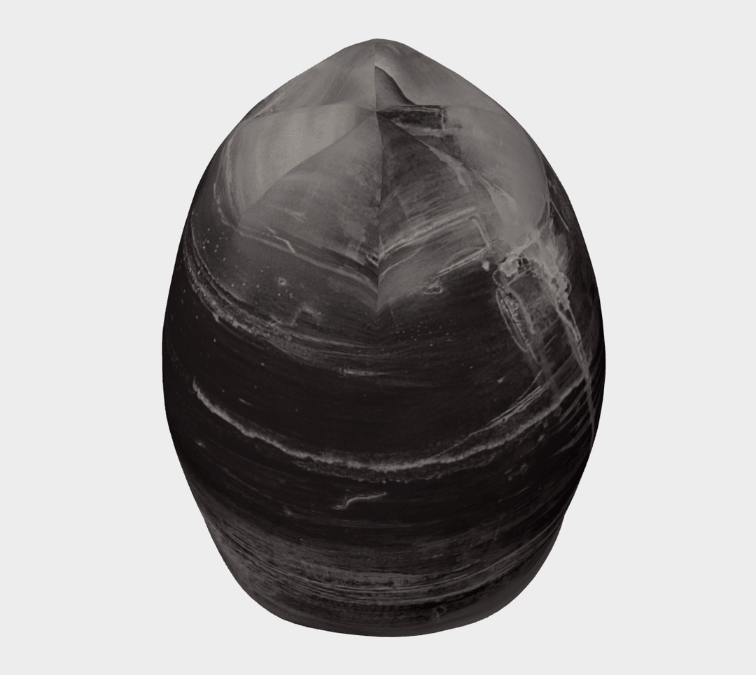 Tuque Wall Black vue du dessus — couronne pointue et motif tourbillonnant sombre en pleine vue