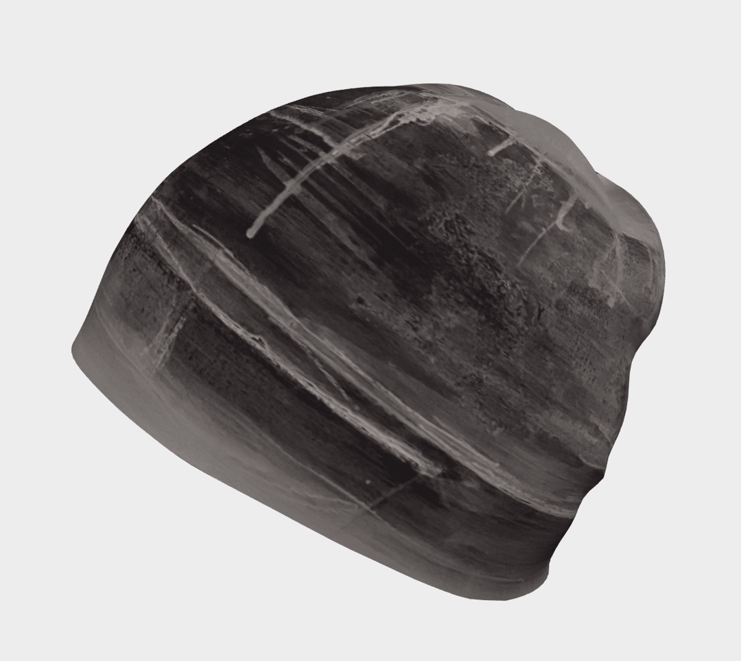 Tuque Wall Black en angle — travail de pinceau en couches grises et noires d&
