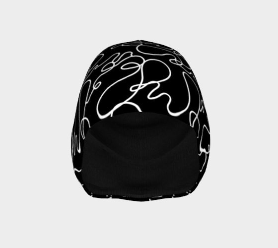 Curved lines Beanie Hat (Black)