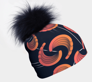 Sound-Barrier Beanie With Navy Pompom tuque illustrated by our young artist and photographer, Zaire. Perfect hat for snowboard, skatebording, soccer, running and cycling.