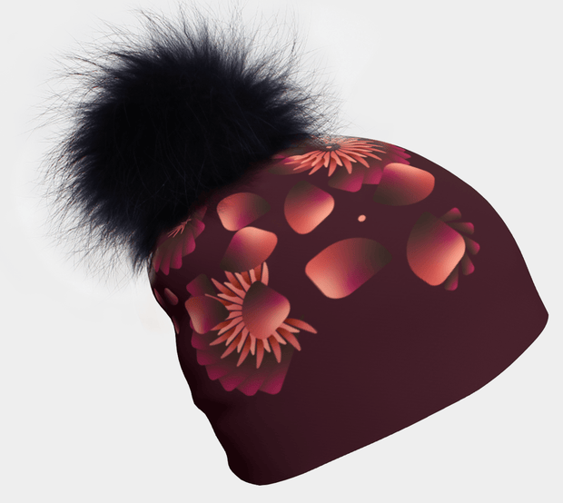 Sunflower Red Beanie with Black Pompom